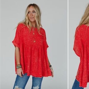 Women's Red Boho Top